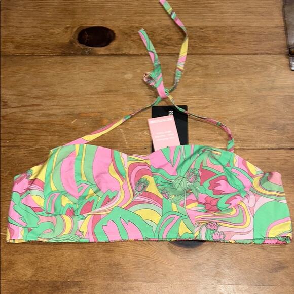 PrettyLittleThing Swirl Floral Print Halter Bralet Top Size 10 - Picture 1 of 6